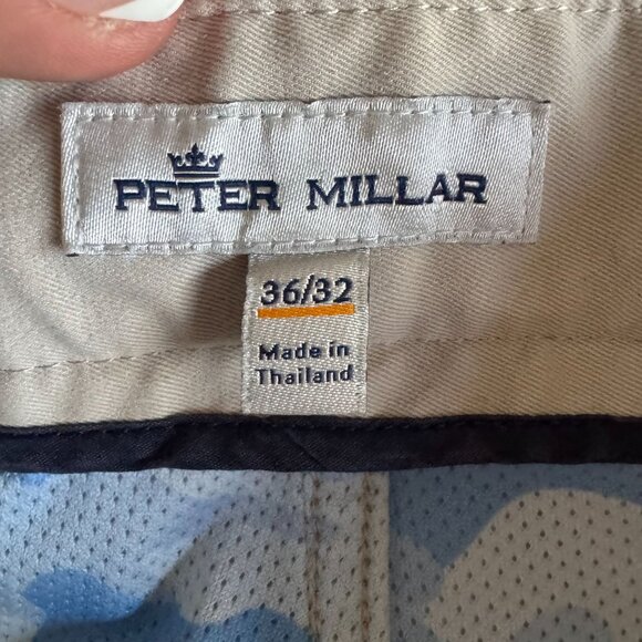 Peter Millar Pants Men 36x32 Tan Golf Performance 5 Pocket Chino Wicking Stretch - Picture 3 of 8